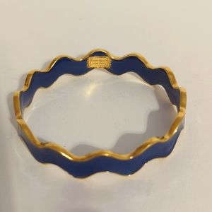 Vintage Kate Spade wavy zigzag navy blue and gold bangle in enamel